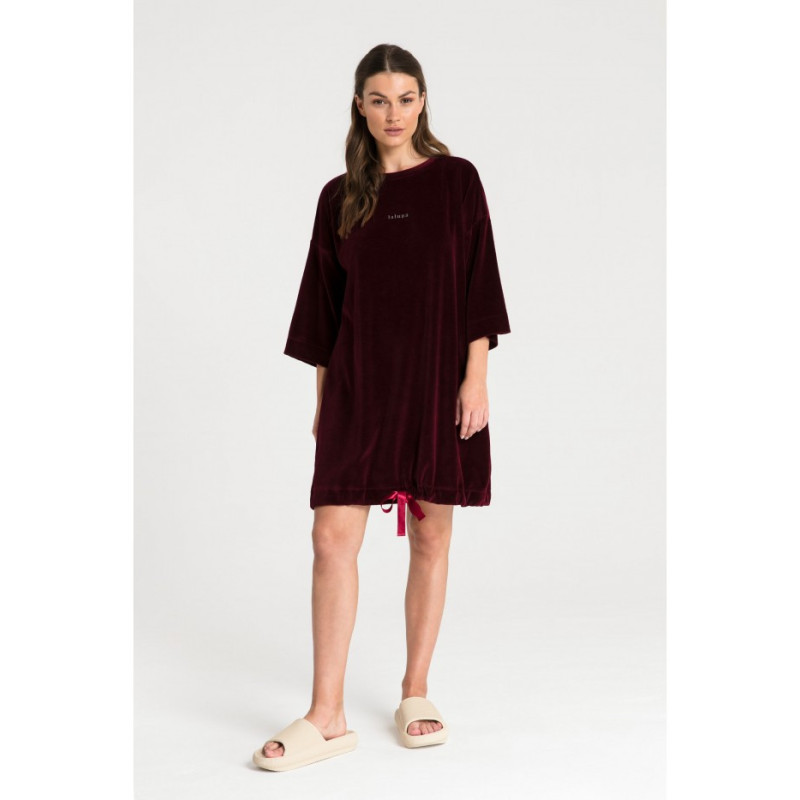 LA083 Velour tunic tied at the bottom - maroon