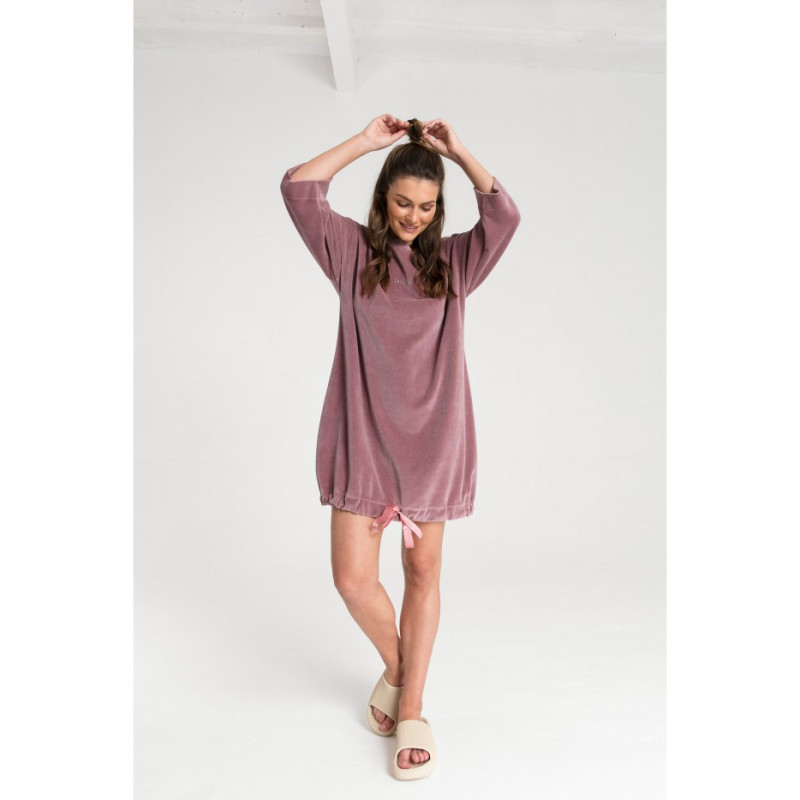 LA083 Velour tunic tied at the bottom - dirty pink