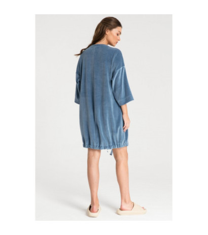 LA083 Velour tunic tied at the bottom - blue