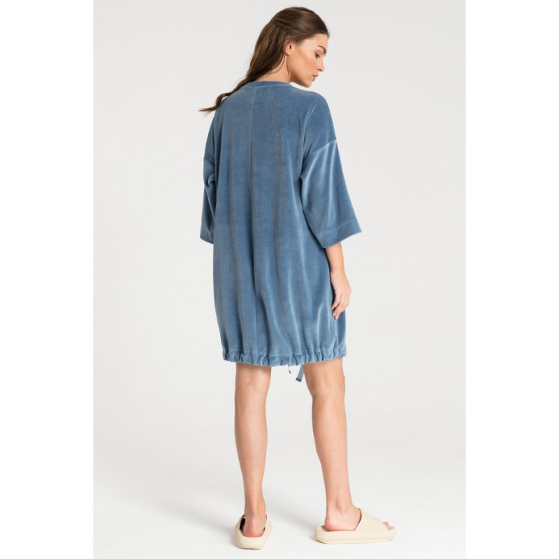 LA083 Velour tunic tied at the bottom - blue