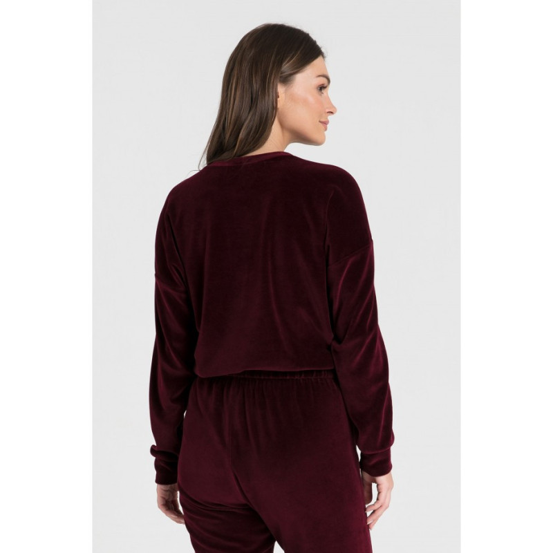 LA084 Velour sweatshirt with piping - maroon