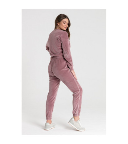 LA084 Velour sweatshirt with piping - dirty pink