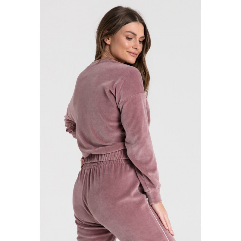 LA084 Velour sweatshirt with piping - dirty pink