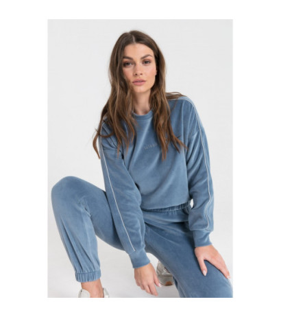 LA084 Velour sweatshirt with piping - blue