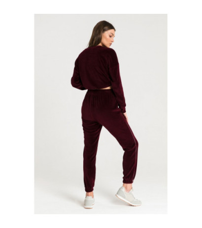 LA085 Velour pants with piping - maroon