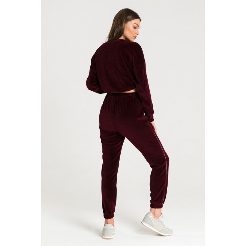 LA085 Velour pants with piping - maroon