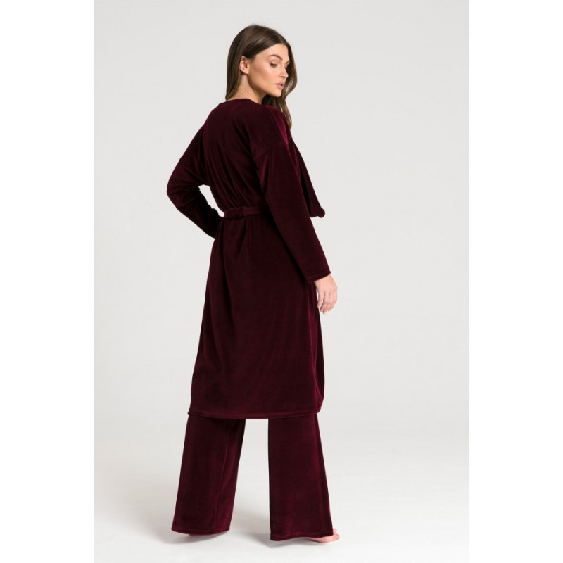 LA087 Bathrobe with asymmetrical collar - maroon