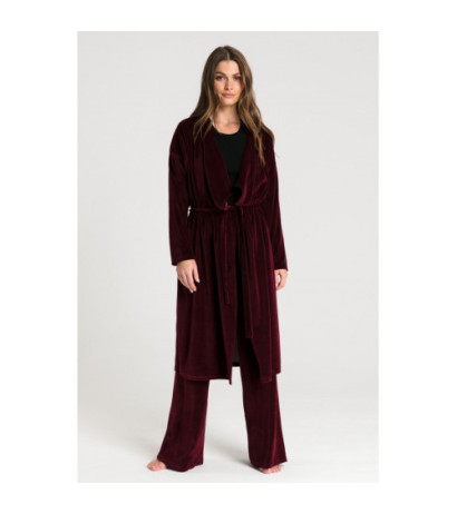 LA087 Bathrobe with asymmetrical collar - maroon