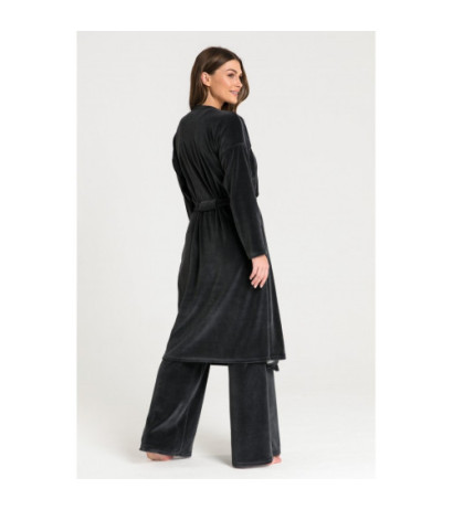 LA087 Bathrobe with asymmetrical collar - graphite