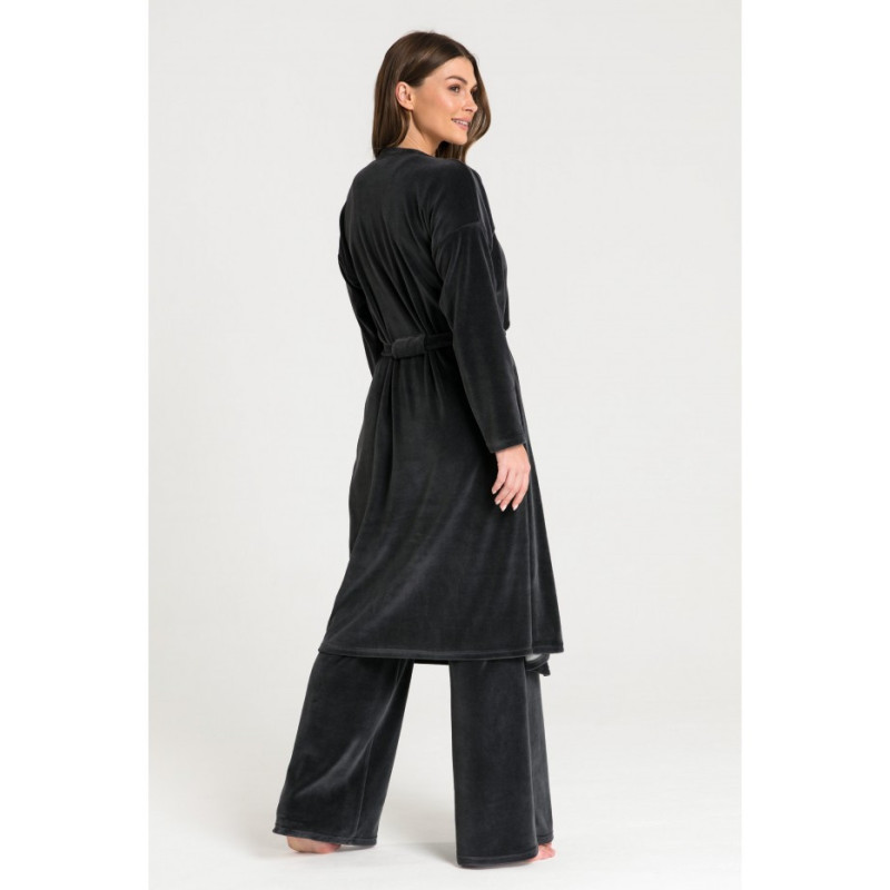 LA087 Bathrobe with asymmetrical collar - graphite