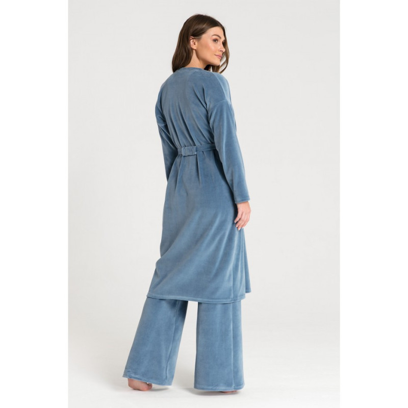 LA087 Bathrobe with asymmetrical collar - blue