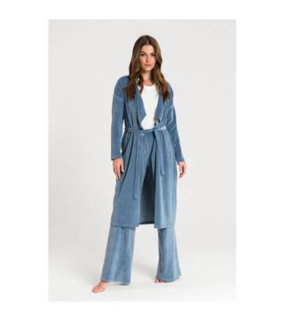 LA087 Bathrobe with asymmetrical collar - blue