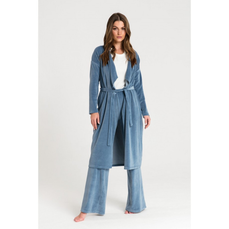 LA087 Bathrobe with asymmetrical collar - blue