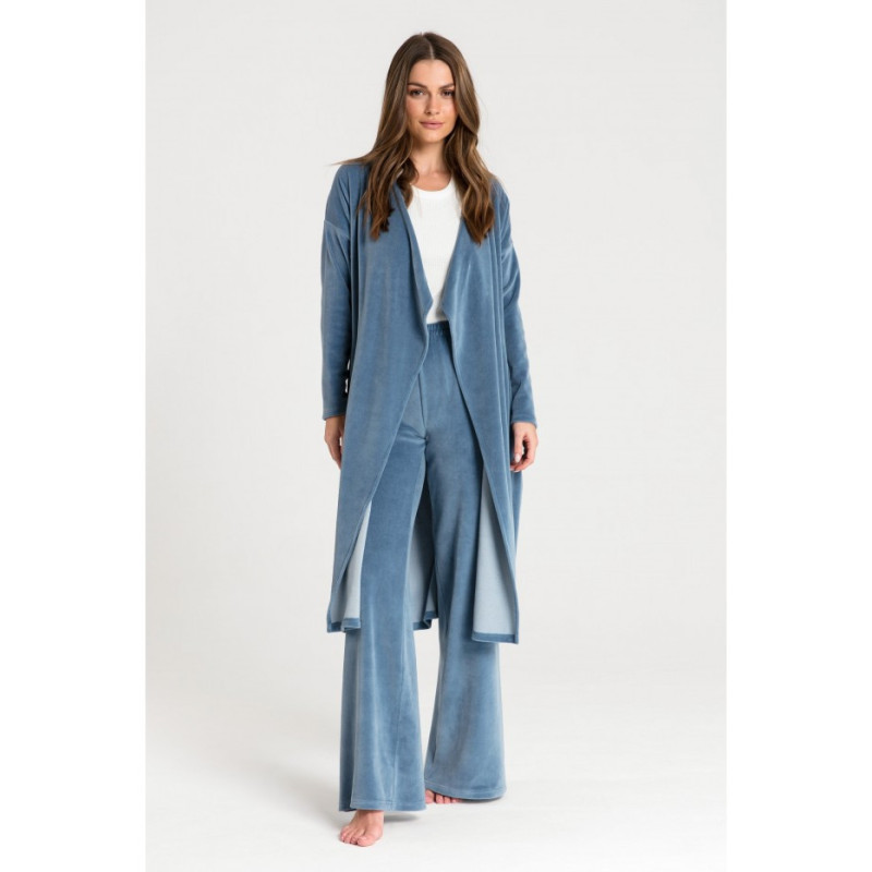 LA087 Bathrobe with asymmetrical collar - blue