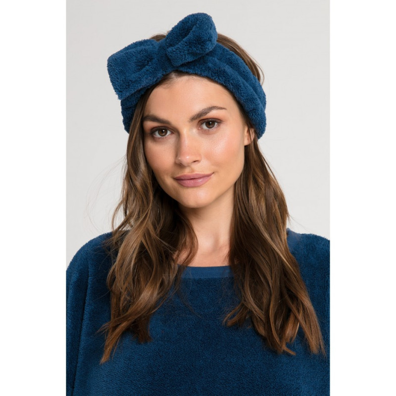 LA090 Plush headband with bow - navy blue