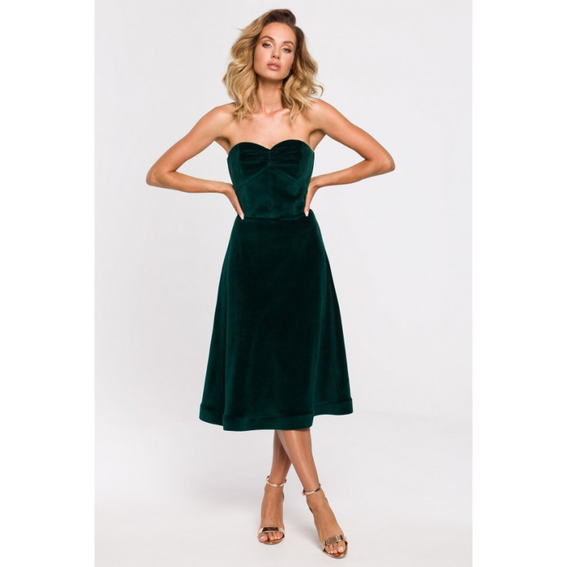 M638 Velour dress with corset - green