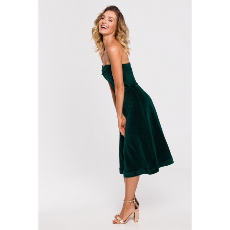 M638 Velour dress with corset - green