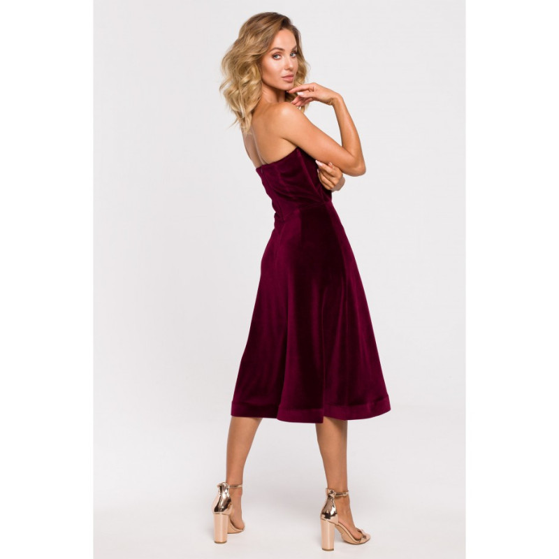 M638 Velour dress with corset - maroon