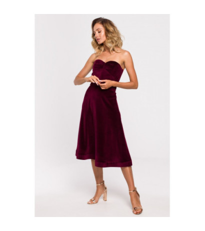 M638 Velour dress with corset - maroon