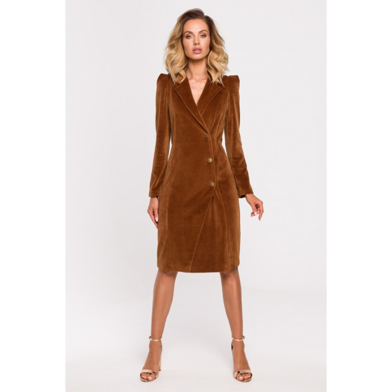 M641 Velour jacket dress - cognac