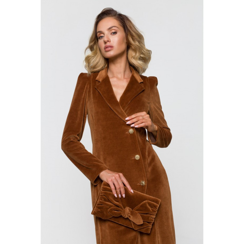 M641 Velour jacket dress - cognac