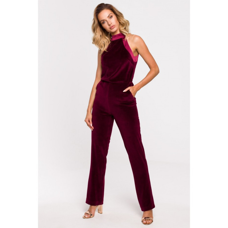 M642 Velour jumpsuit - maroon