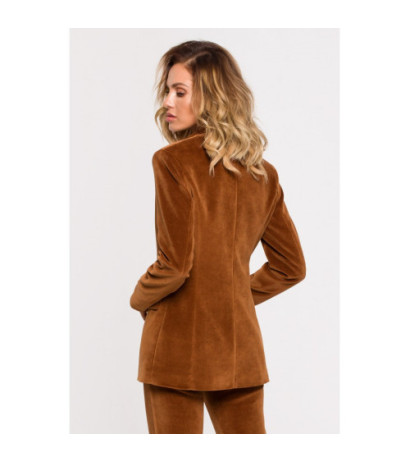 M643 Velour button-down jacket - cognac