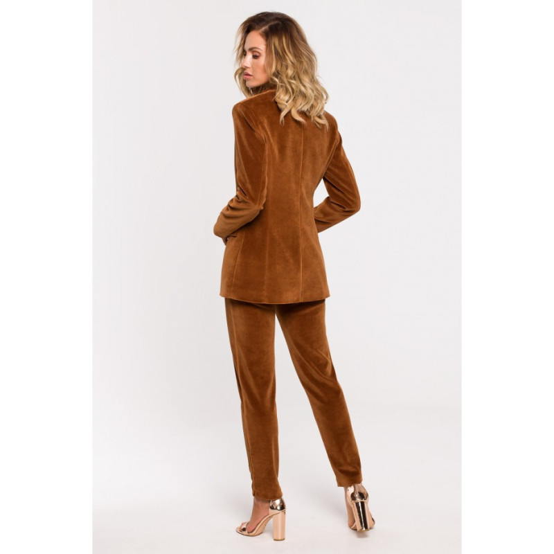 M643 Velour button-down jacket - cognac