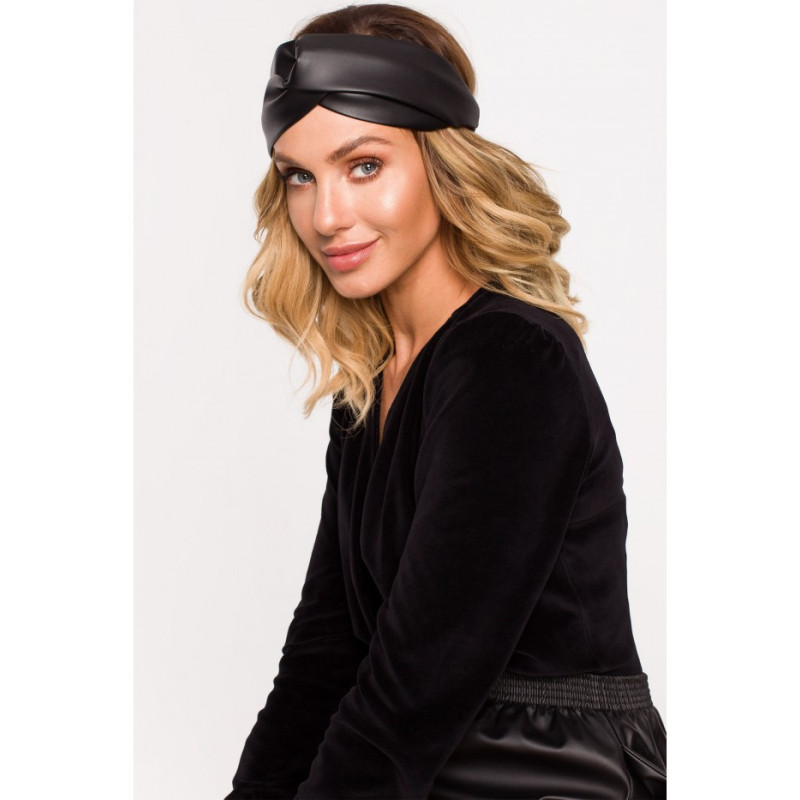 M654 Faux leather headband - black