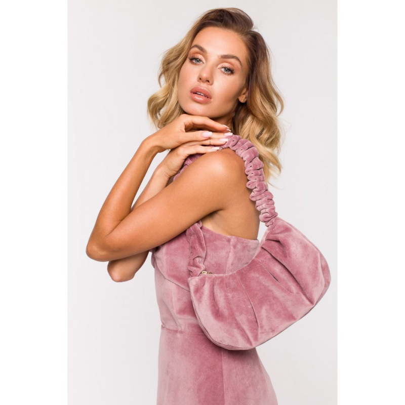 M657 Velour shoulder bag - dirty pink