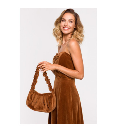 M657 Velour shoulder bag - cognac