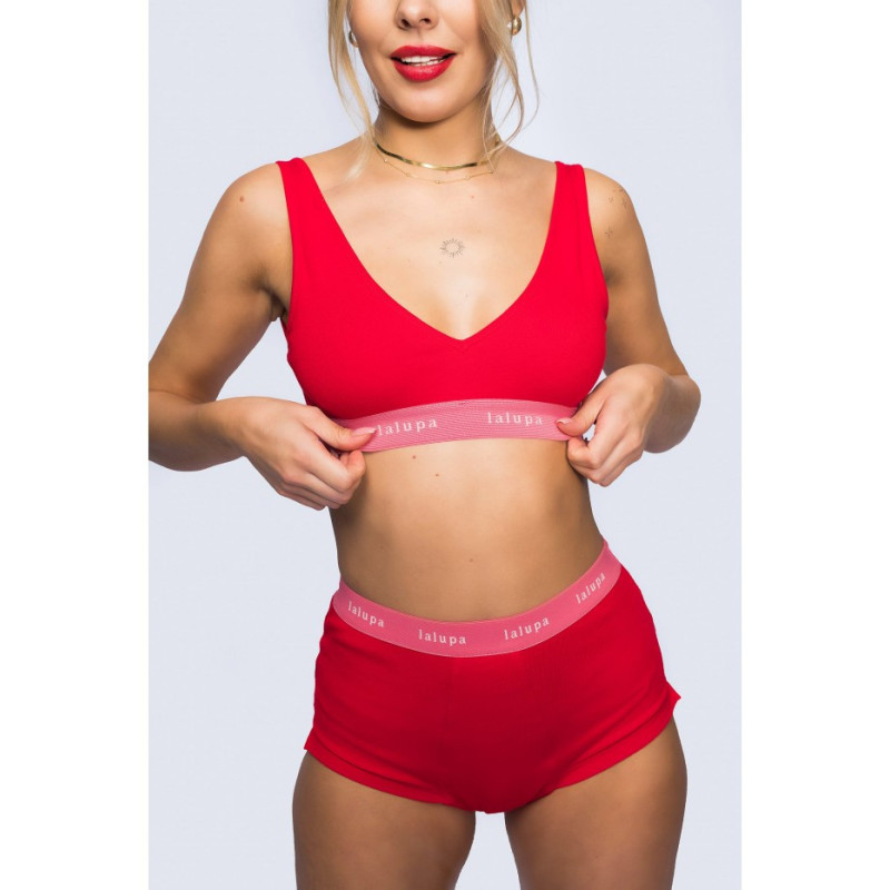 LA096 Sports bra with logoed elastic - red