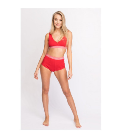 LA096 Sports bra with logoed elastic - red