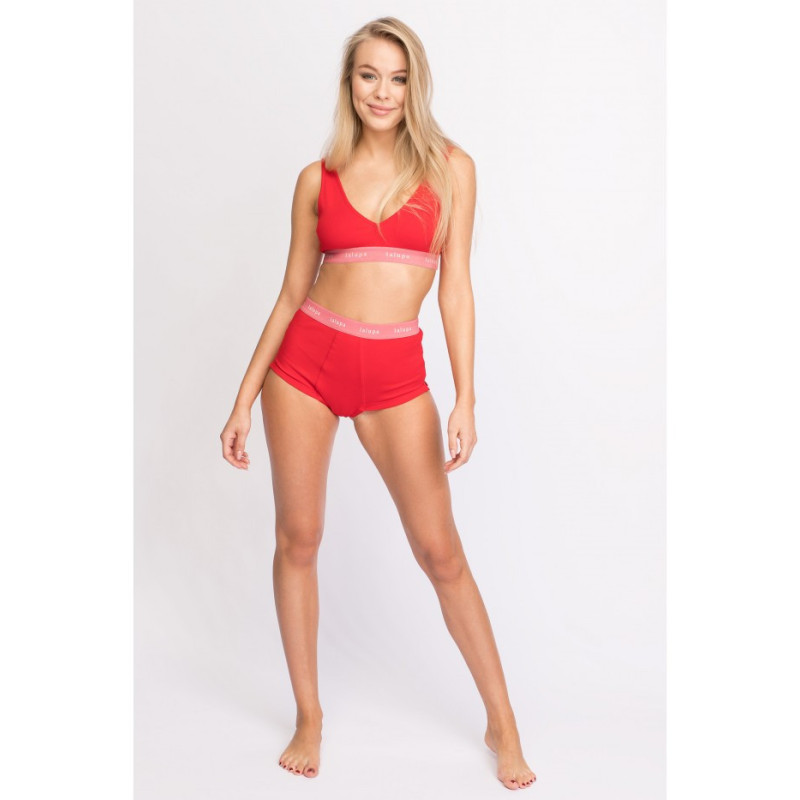 LA096 Sports bra with logoed elastic - red