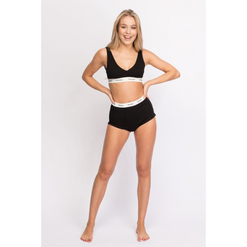 LA097 High-waisted sports briefs with logoed elastic - black