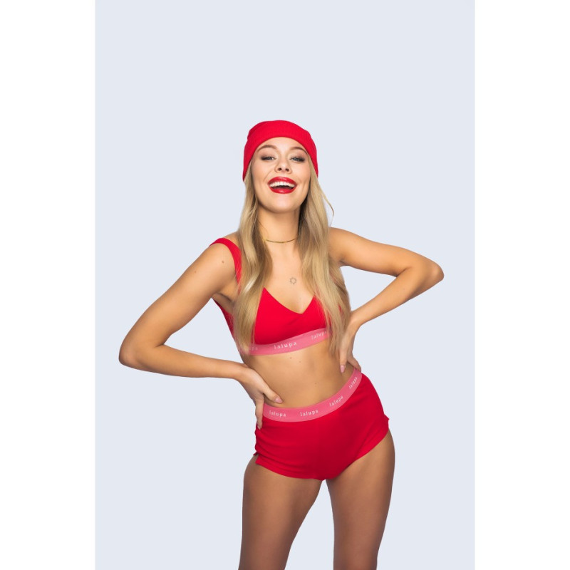 LA097 High-waisted sports briefs with logoed elastic - red