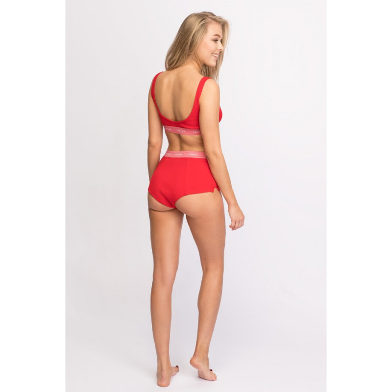 LA097 High-waisted sports briefs with logoed elastic - red