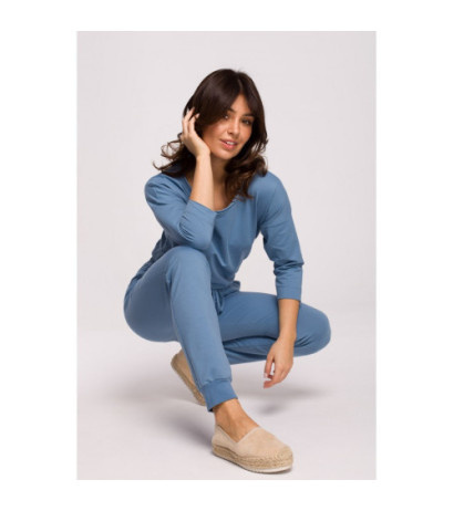 B220 Jumpsuit with 3/4 length sleeves - blue