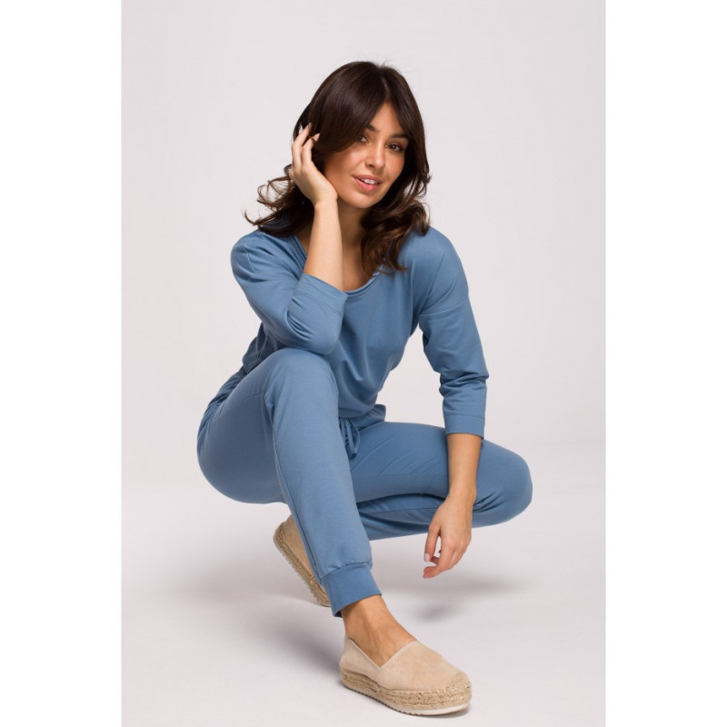 B220 Jumpsuit with 3/4 length sleeves - blue