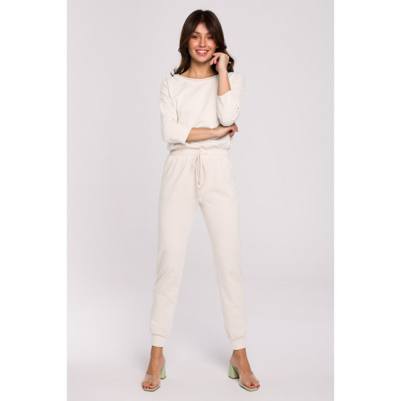 B220 Jumpsuit with 3/4 length sleeves - cream