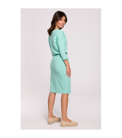 B221 Dress with belt and side slit - mint