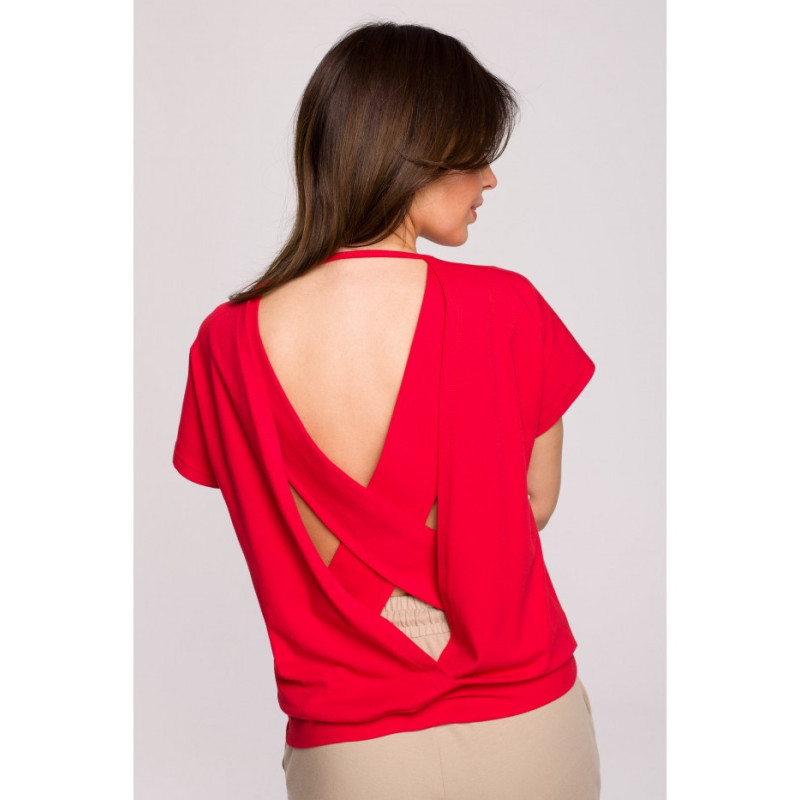 B224 Blouse with cutouts on the back - red