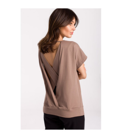 B224 Blouse with cutouts on the back - cocoa