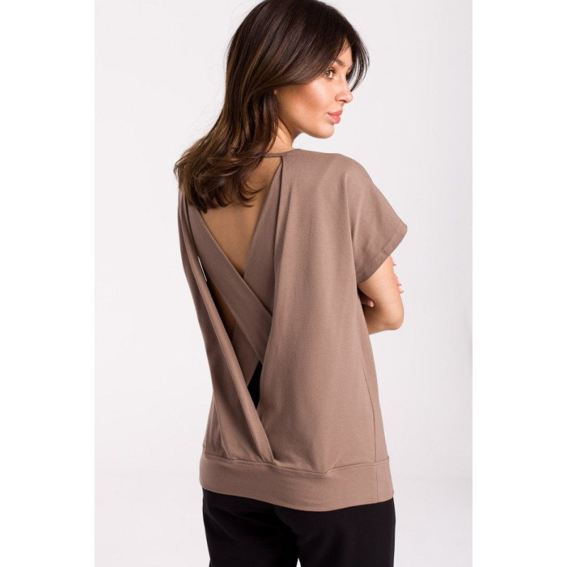 B224 Blouse with cutouts on the back - cocoa