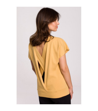 B224 Blouse with cutouts on the back - honey-colored