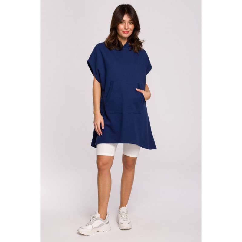 B226 Trapeze tunic with kangaroo pocket - ink