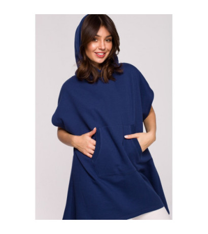 B226 Trapeze tunic with kangaroo pocket - ink