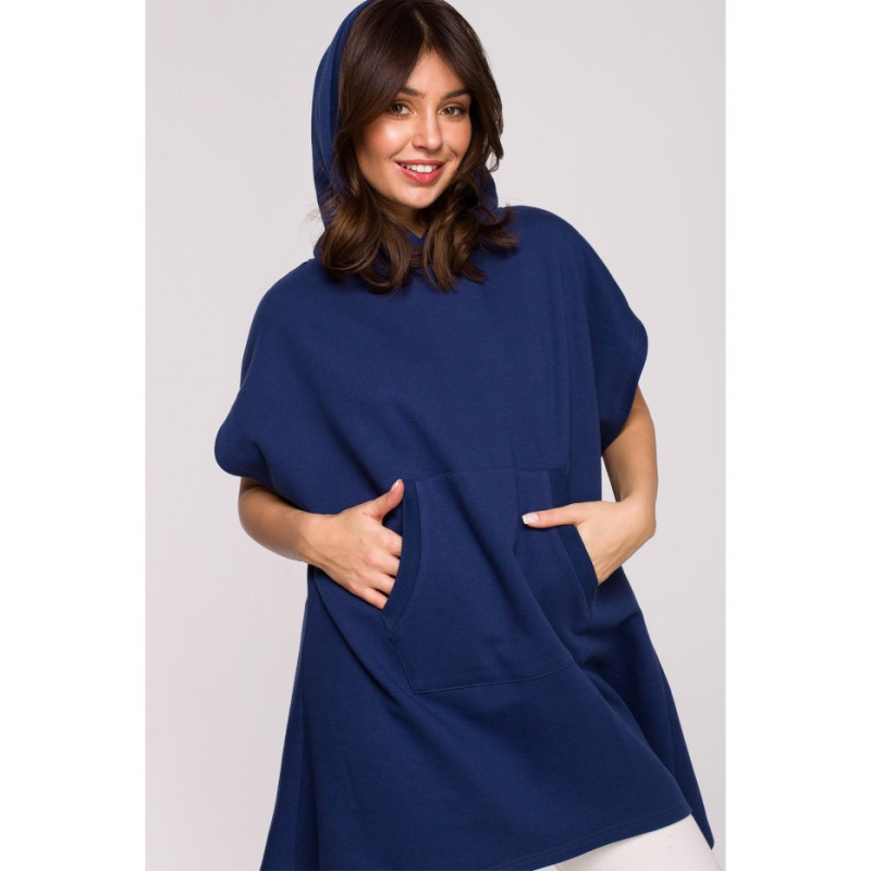 B226 Trapeze tunic with kangaroo pocket - ink