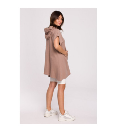 B226 Trapeze tunic with kangaroo pocket - cappuccino