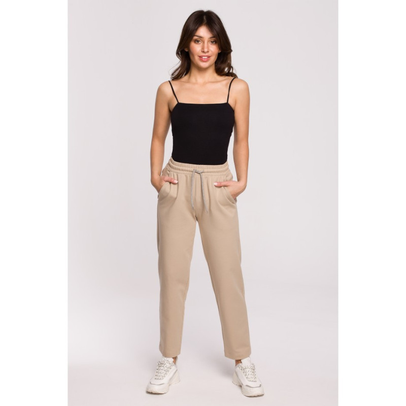 B228 Cigarette pants on elastic - beige